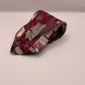 Fierte s.r.l. Red/White/Pink/Black Tie Vintage Abstract Novelty 3.5 Wide